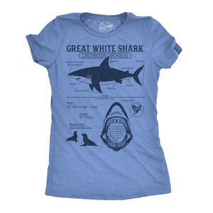Womens Funny T Shirts Great White Shark Infographic Sarcastic Shark Lovers Tee